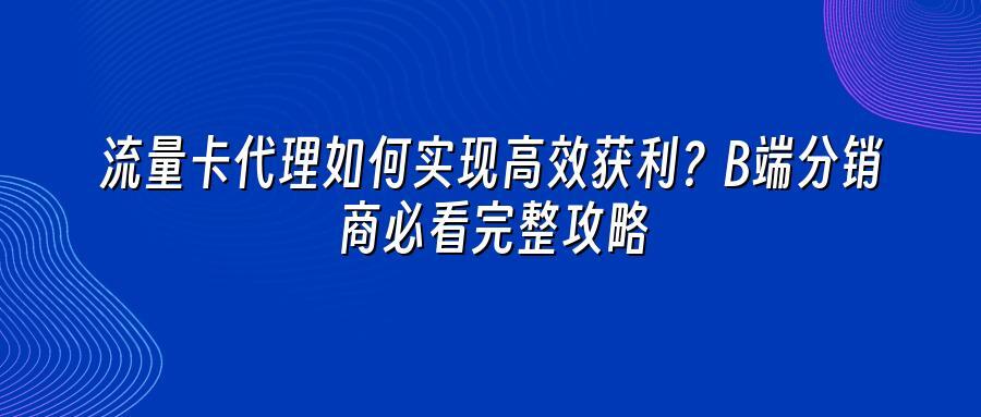 流量卡代理如何实现高效获利？B端分销商必看完整攻略