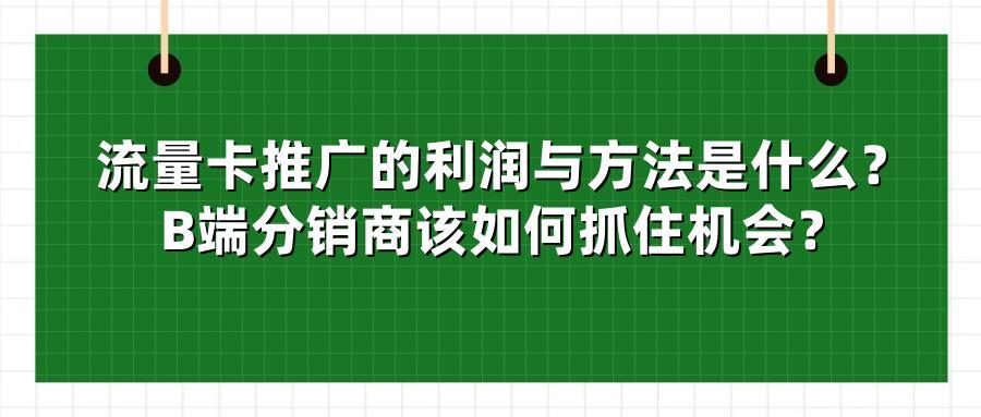 流量卡推广的利润与方法是什么？B端分销商该如何抓住机会？