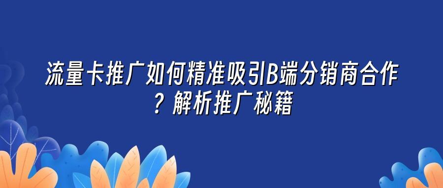 流量卡推广如何精准吸引B端分销商合作？解析推广秘籍