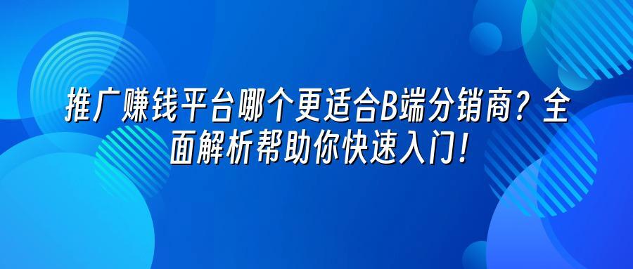 推广赚钱平台哪个更适合B端分销商？全面解析帮助你快速入门！
