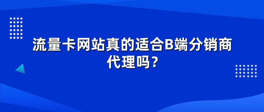 流量卡网站真的适合B端分销商代理吗？