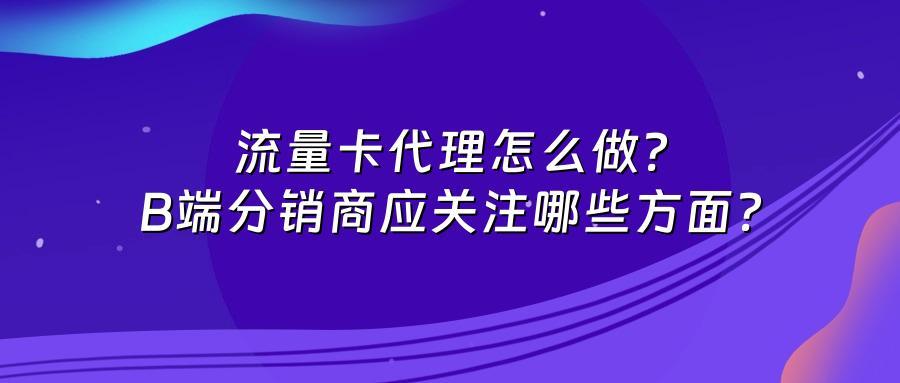 流量卡代理怎么做？B端分销商应关注哪些方面？