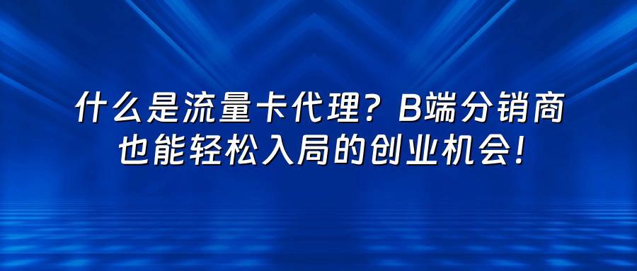 什么是流量卡代理？B端分销商也能轻松入局的创业机会！