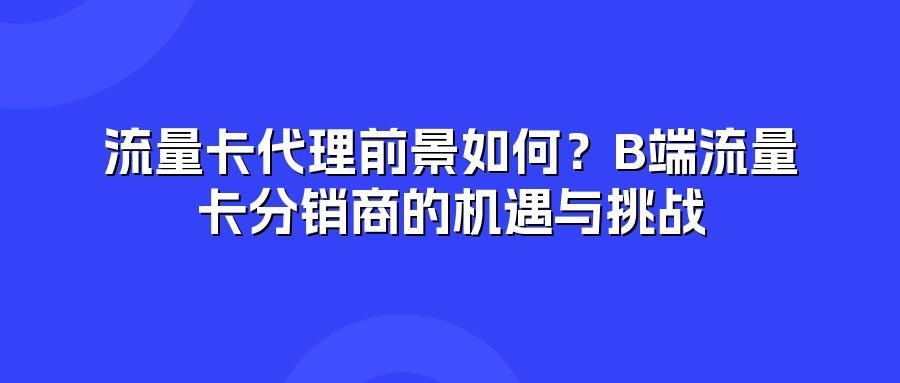 流量卡代理前景如何?B端流量卡分销商的机遇与挑战