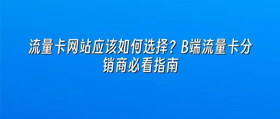 流量卡网站应该如何选择？B端流量卡分销商必看指南