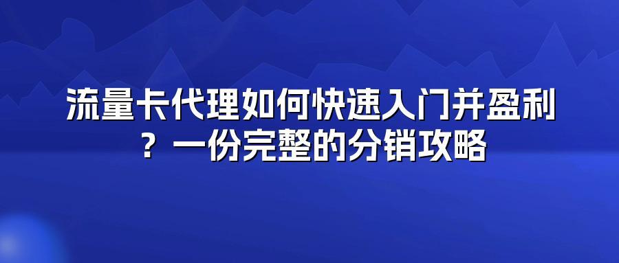 流量卡代理如何快速入门并盈利?一份完整的分销攻略