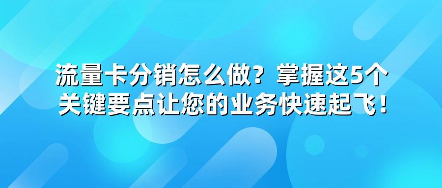 流量卡分销怎么做？掌握这5个关键要点让您的业务快速起飞！
