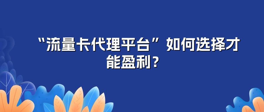 “流量卡代理平台”如何选择才能盈利？