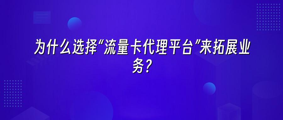 为什么选择“流量卡代理平台”来拓展业务？