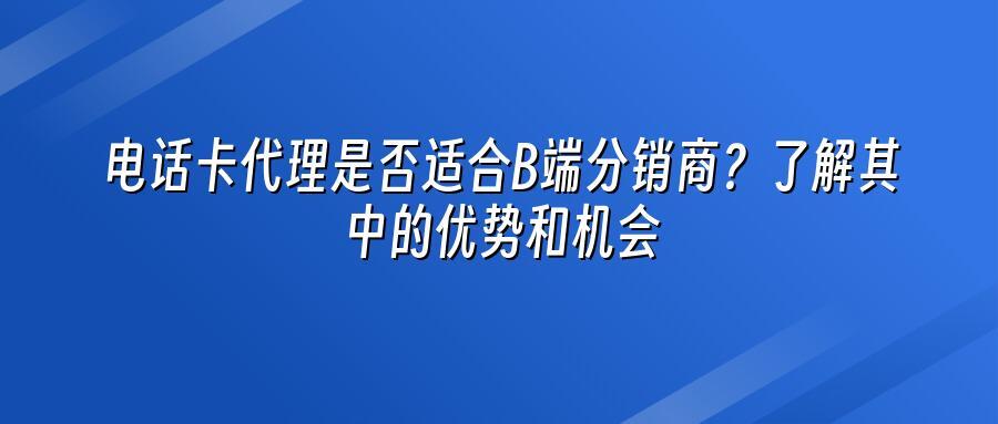 电话卡代理是否适合B端分销商?了解其中的优势和机会