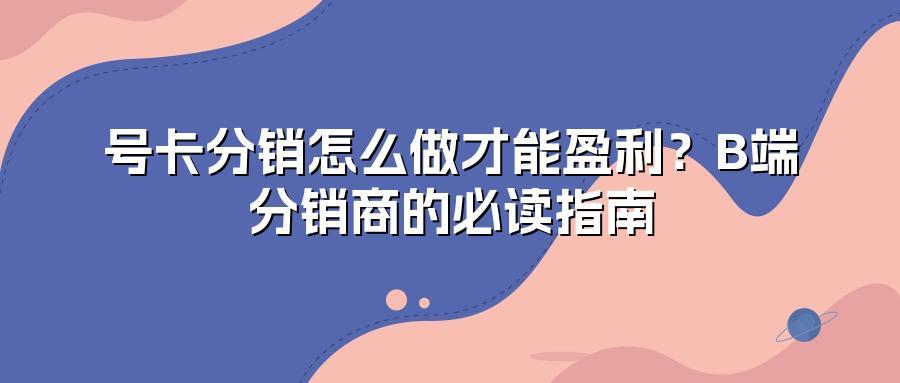 号卡分销怎么做才能盈利？B端分销商的必读指南