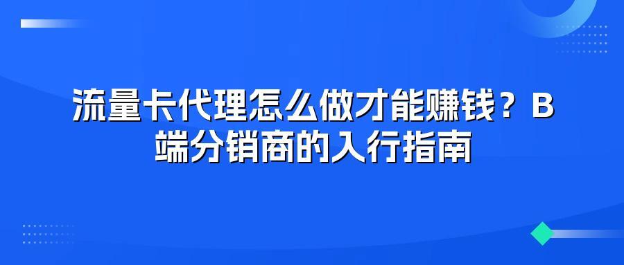 流量卡代理怎么做才能赚钱?B端分销商的入行指南
