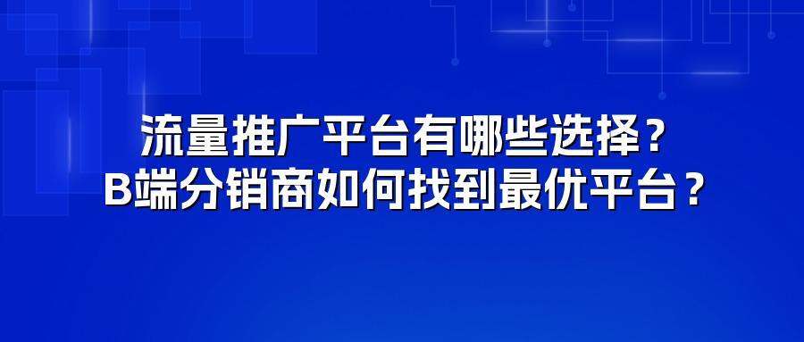 流量推广平台有哪些选择?B端分销商如何找到最优平台?