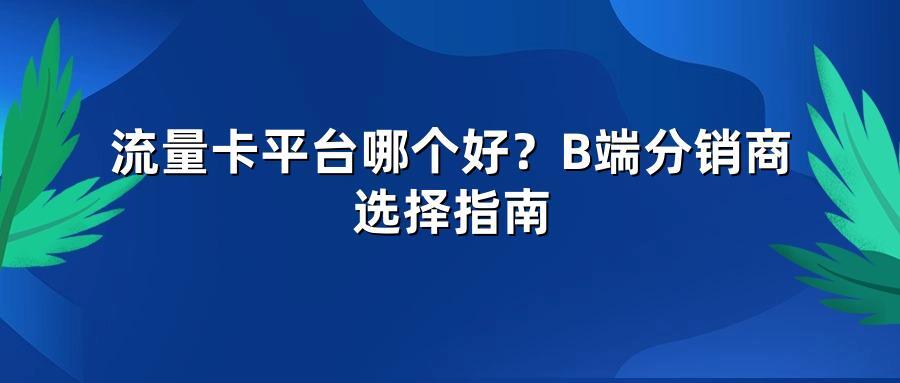 流量卡平台哪个好?B端分销商选择指南