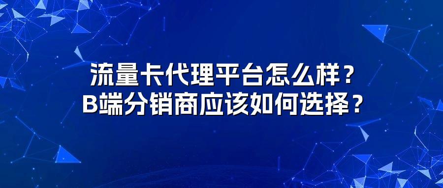 流量卡代理平台怎么样?B端分销商应该如何选择?