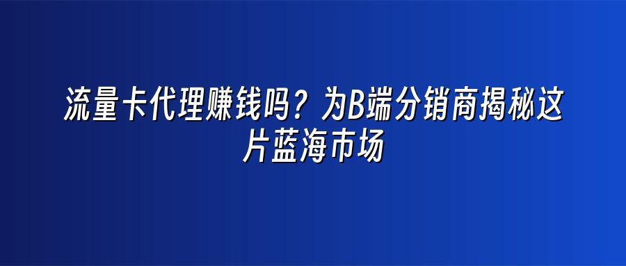 流量卡代理赚钱吗？为B端分销商揭秘这片蓝海市场