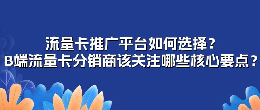 流量卡推广平台如何选择？B端流量卡分销商该关注哪些核心要点？