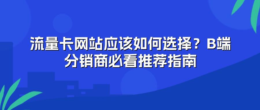 流量卡网站应该如何选择？B端分销商必看推荐指南