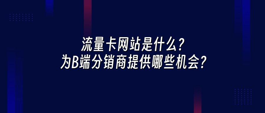 流量卡网站是什么?为B端分销商提供哪些机会?