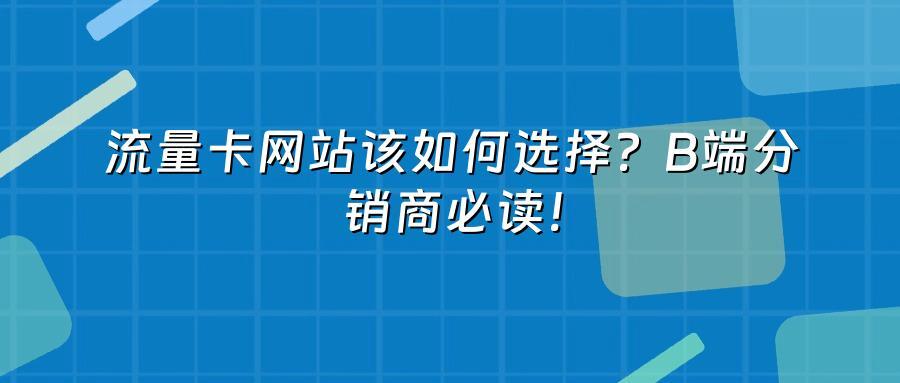流量卡网站该如何选择？B端分销商必读！