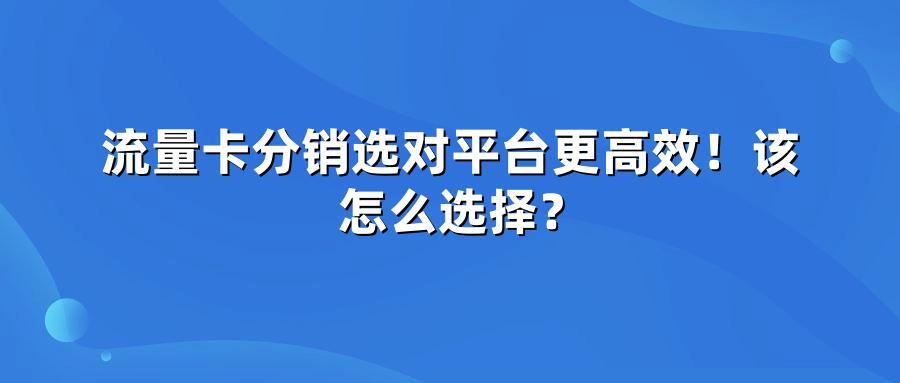 流量卡分销选对平台更高效!该怎么选择?