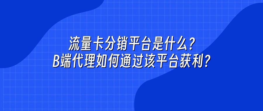 流量卡分销平台是什么？B端代理如何通过该平台获利？