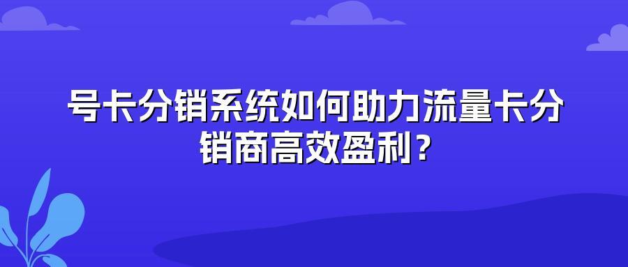 号卡分销系统如何助力流量卡分销商高效盈利？