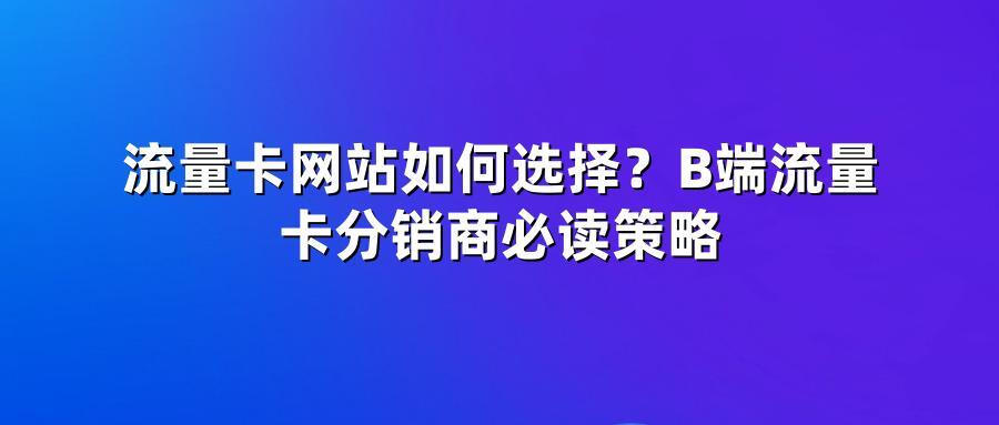 流量卡网站如何选择？B端流量卡分销商必读策略