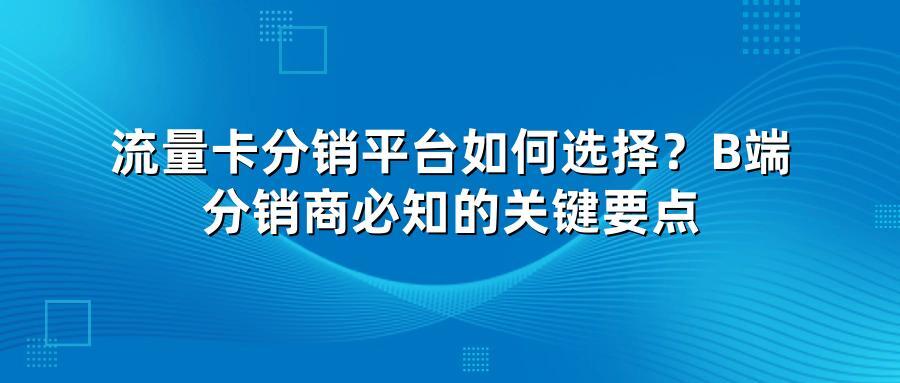 流量卡分销平台如何选择?B端分销商必知的关键要点