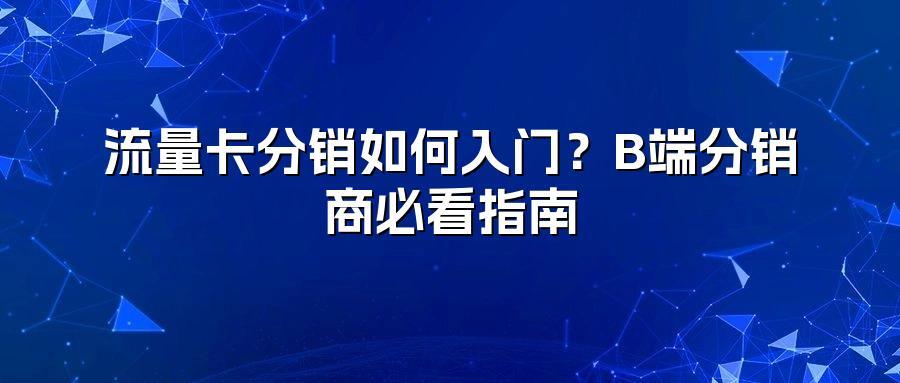流量卡分销如何入门？B端分销商必看指南