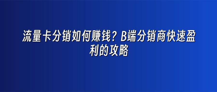 流量卡分销如何赚钱？B端分销商快速盈利的攻略