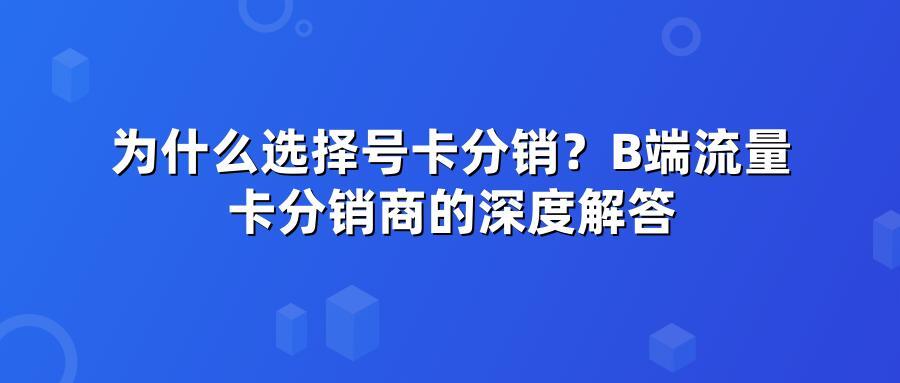 为什么选择号卡分销?B端流量卡分销商的深度解答