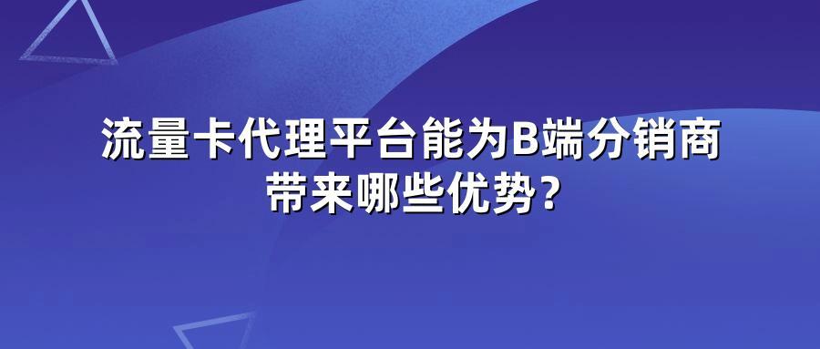 流量卡代理平台能为B端分销商带来哪些优势？