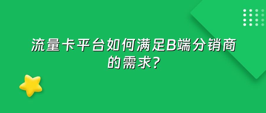 流量卡平台如何满足B端分销商的需求？