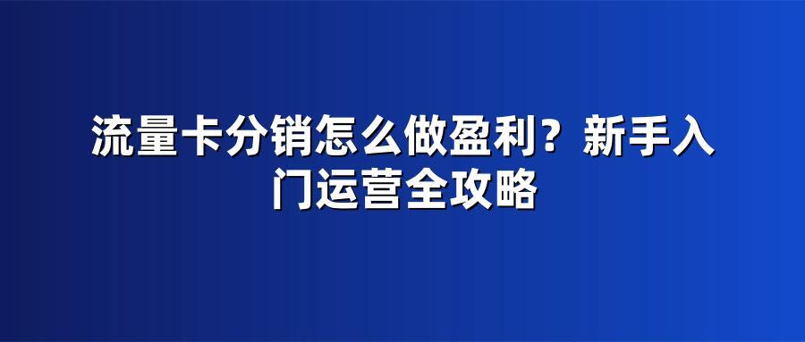 流量卡分销怎么做盈利?新手入门运营全攻略