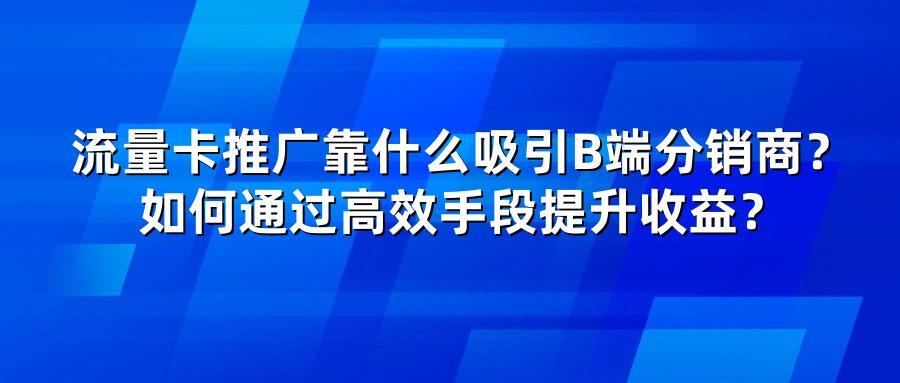 流量卡推广靠什么吸引B端分销商?如何通过高效手段提升收益?