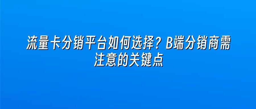 流量卡分销平台如何选择?B端分销商需注意的关键点