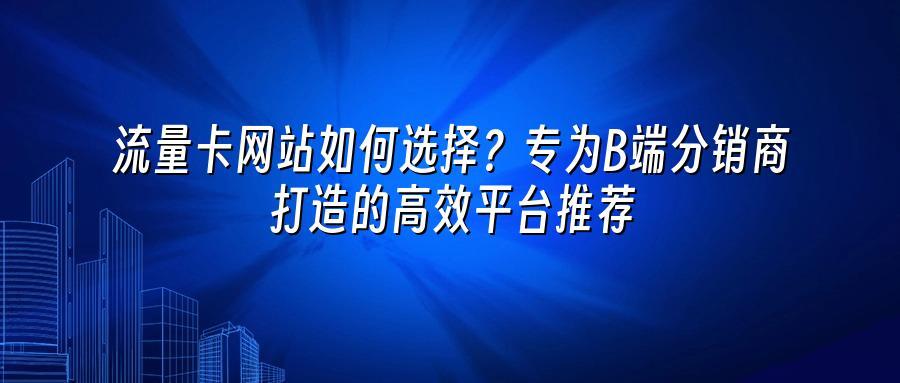 流量卡网站如何选择？专为B端分销商打造的高效平台推荐