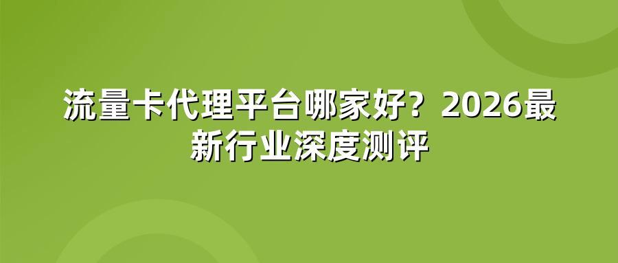流量卡代理平台哪家好?2026最新行业深度测评