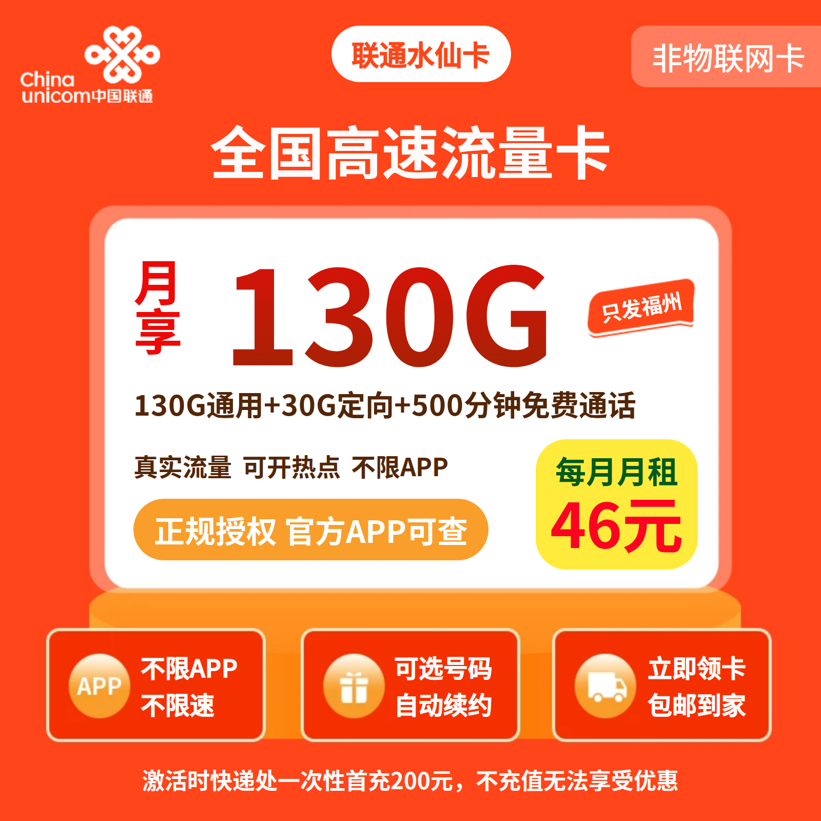 中国联通水仙卡